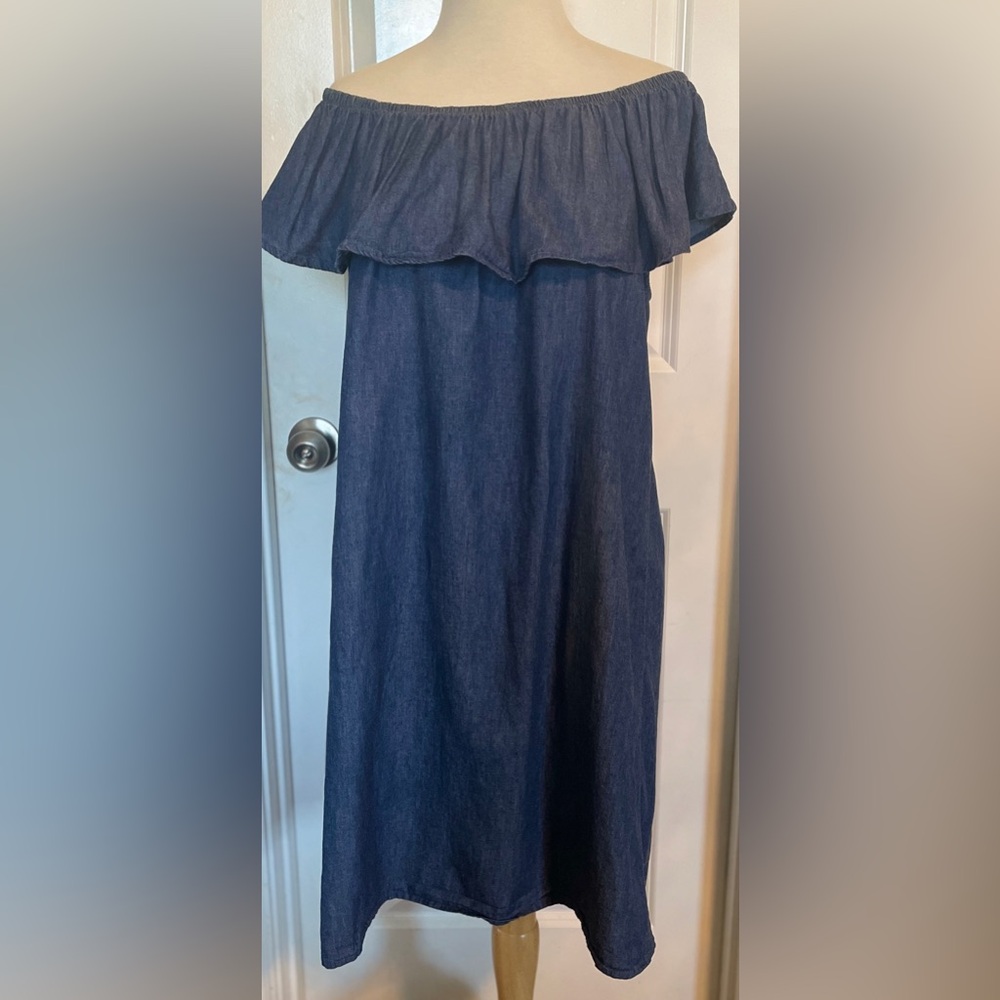 NWOT Faded Glory Denim Off-Shoulder Sundress